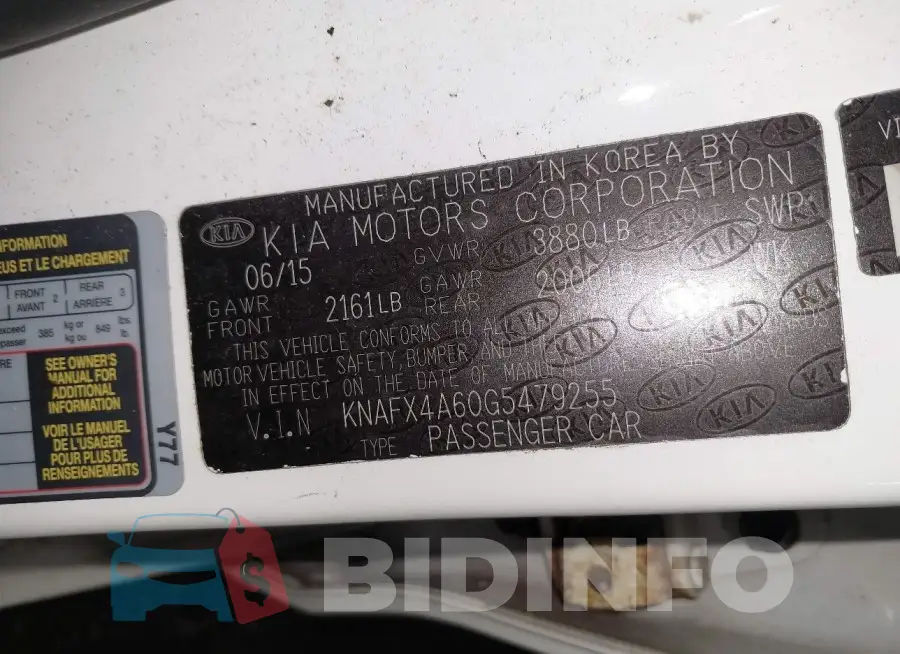 KNAFX4A60G5479255 Photo# 9