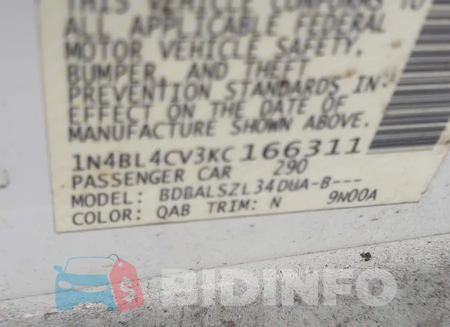 1N4BL4CV3KC166311 Photo# 9