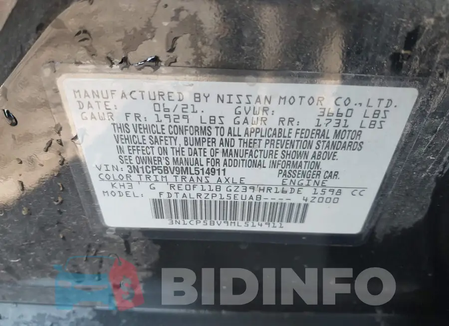 3N1CP5BV9ML514911 Photo# 9