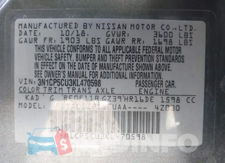 3N1CP5CU3KL470598 Photo# 9