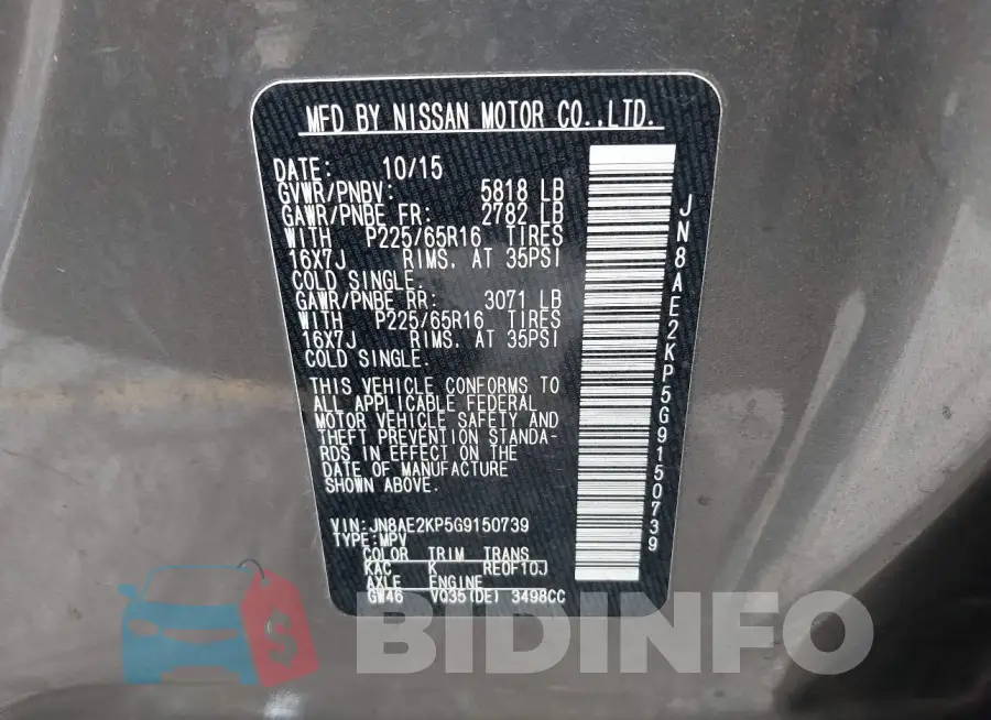 JN8AE2KP5G9150739 Photo# 9
