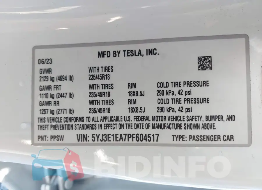 5YJ3E1EA7PF604517 Photo# 9