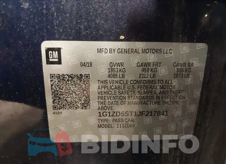 1G1ZD5ST1JF217841 Photo# 9