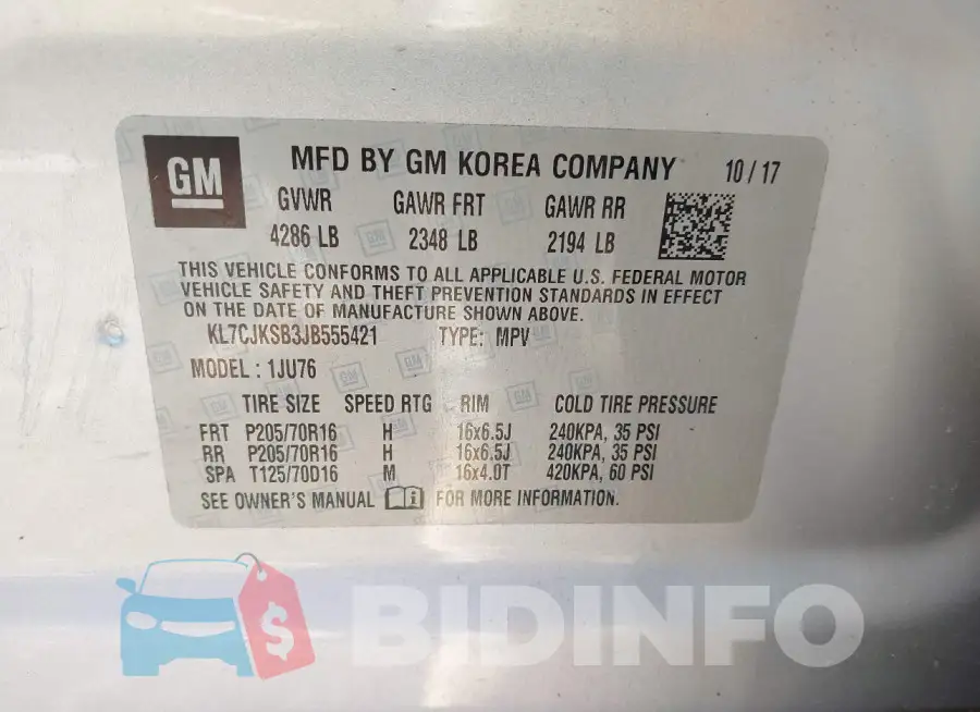 KL7CJKSB3JB555421 Photo# 9