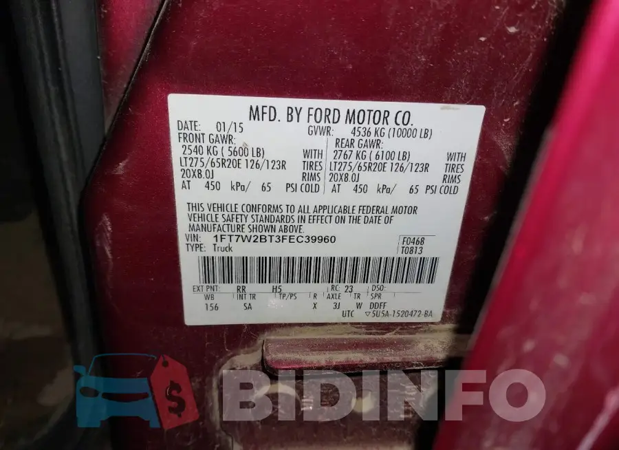 1FT7W2BT3FEC39960 Photo# 9