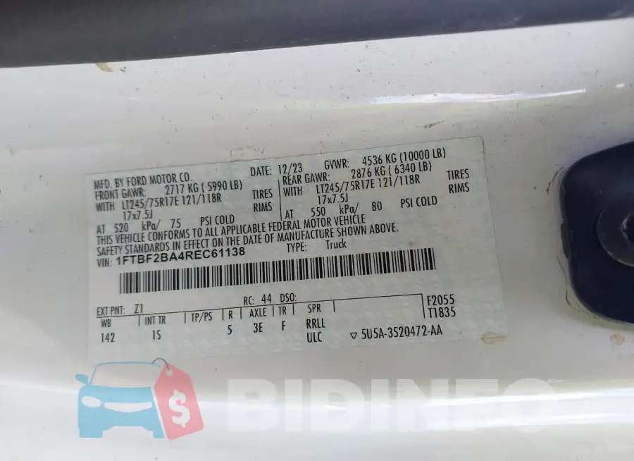 1FTBF2BA4REC61138 Photo# 9