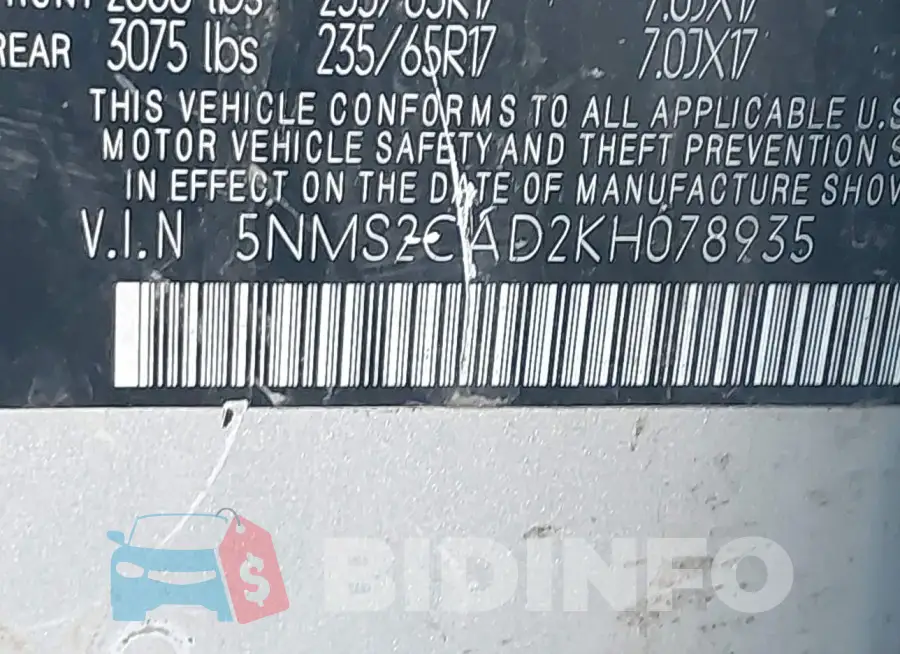 5NMS2CAD2KH078935 Photo# 9