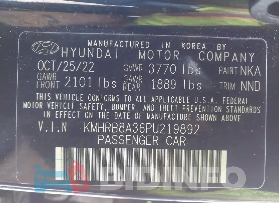 KMHRB8A36PU219892 Photo# 9