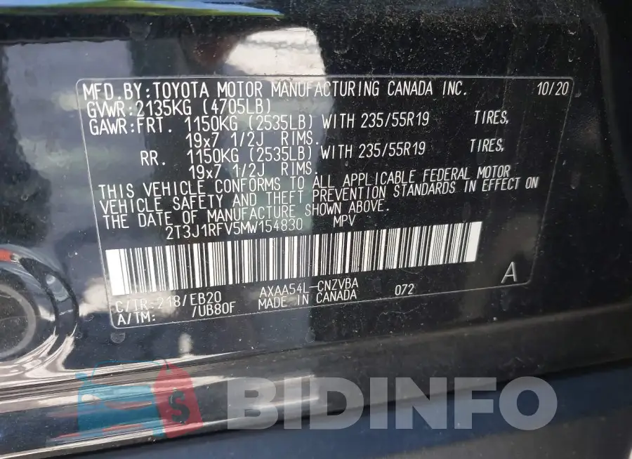 2T3J1RFV5MW154830 Photo# 9