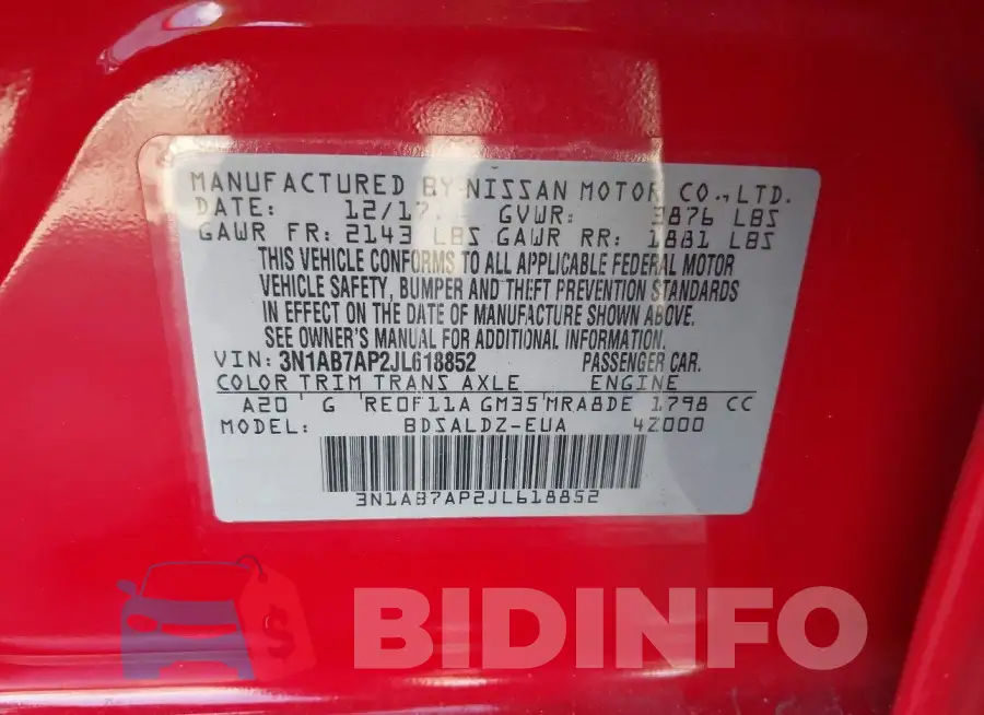 3N1AB7AP2JL618852 Photo# 9