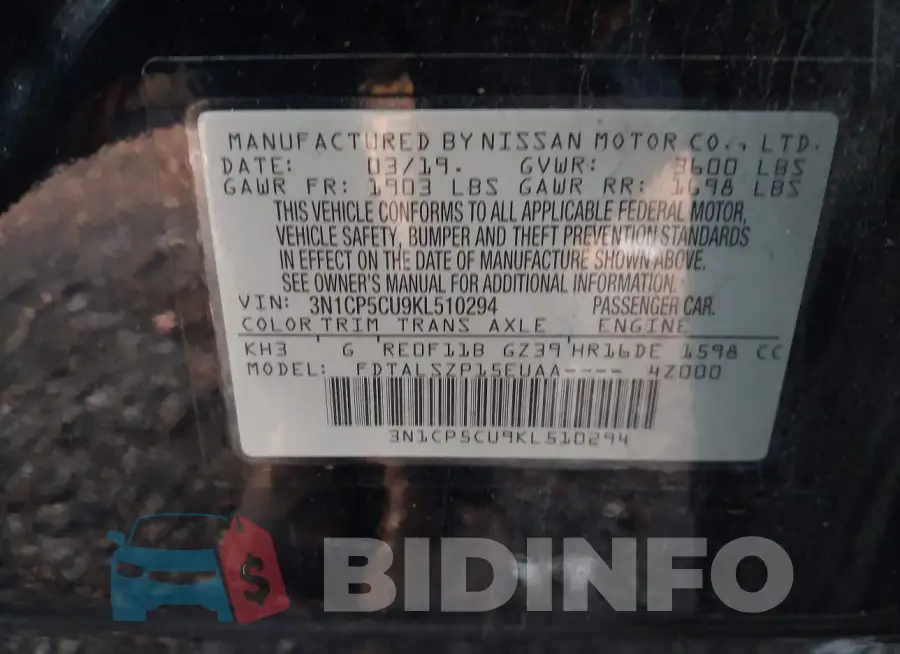 3N1CP5CU9KL510294 Photo# 9