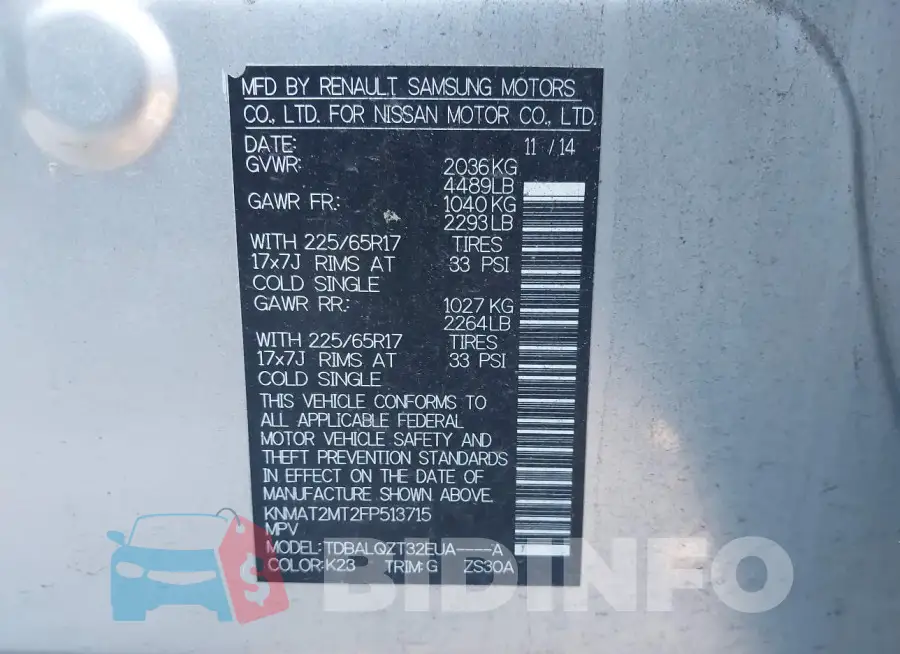 KNMAT2MT2FP513715 Photo# 9