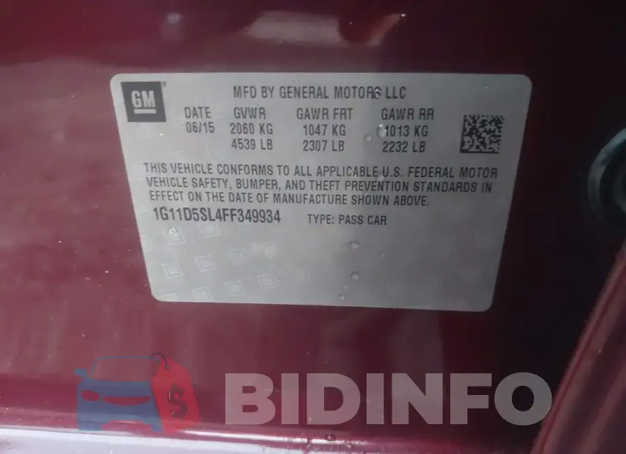 1G11D5SL4FF349934 Photo# 9