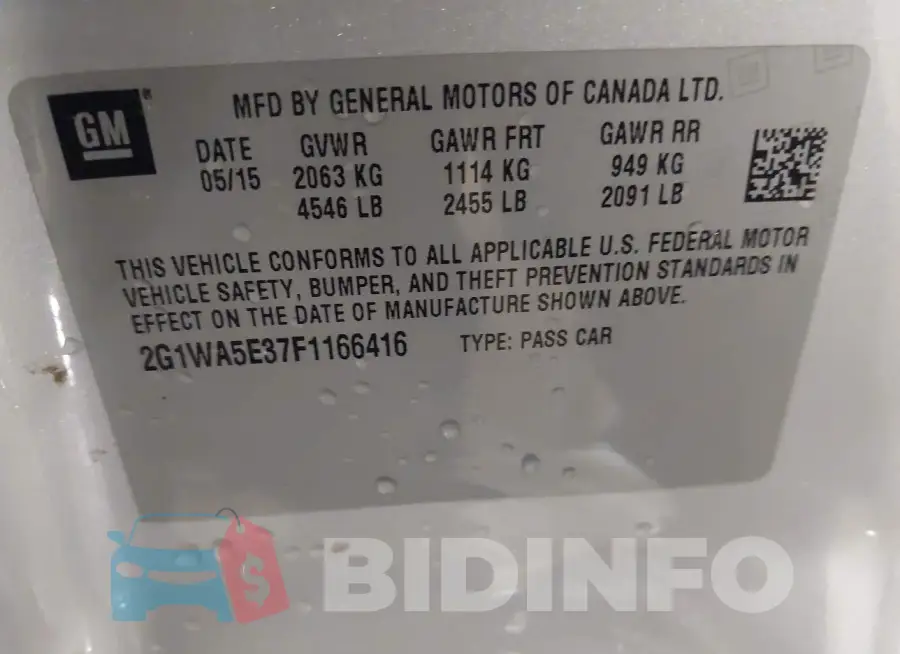2G1WA5E37F1166416 Photo# 9