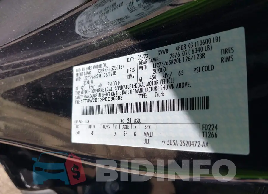 1FT8W2BT2PEC96883 Photo# 8
