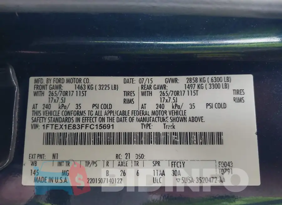 1FTEX1E83FFC15691 Photo# 9