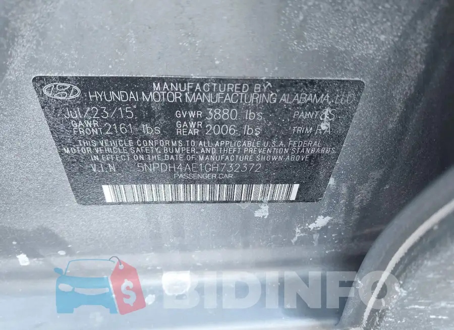 5NPDH4AE1GH732372 Photo# 9