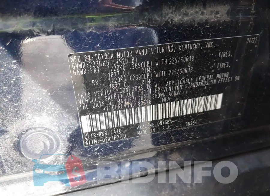 4T3D6RFV1NU080578 Photo# 9