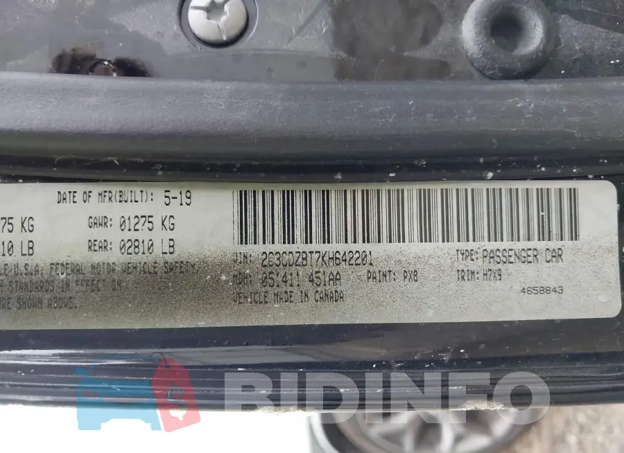 2C3CDZBT7KH642201 Photo# 9