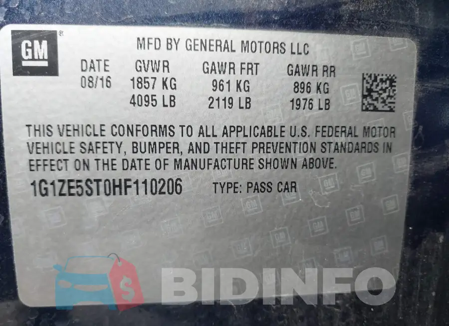 1G1ZE5ST0HF110206 Photo# 9