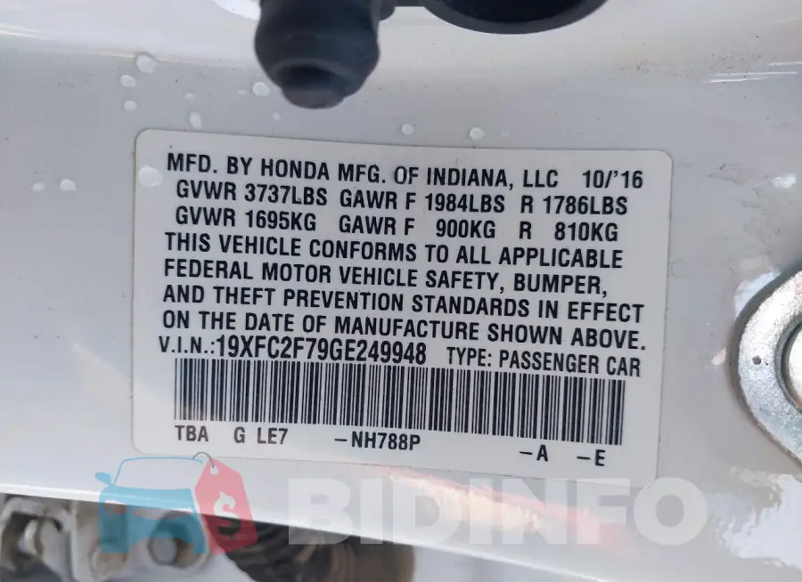 19XFC2F79GE249948 Photo# 9