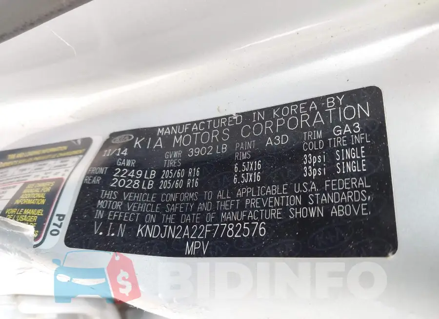 KNDJN2A22F7782576 Photo# 9