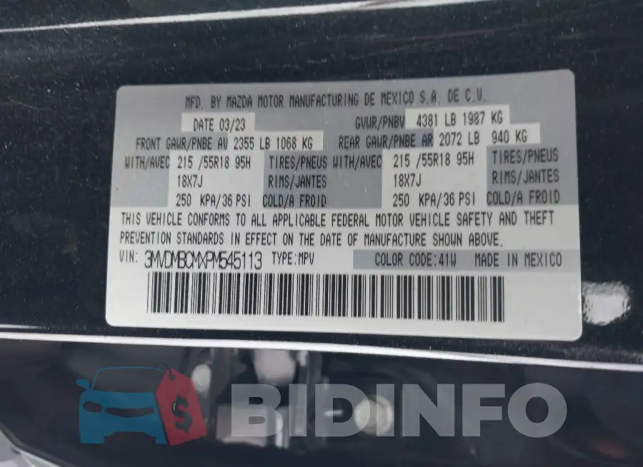 3MVDMBCMXPM545113 Photo# 9