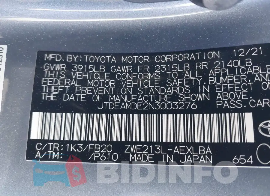 JTDEAMDE2N3003276 Photo# 9