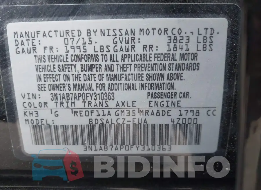 3N1AB7AP0FY310363 Photo# 9