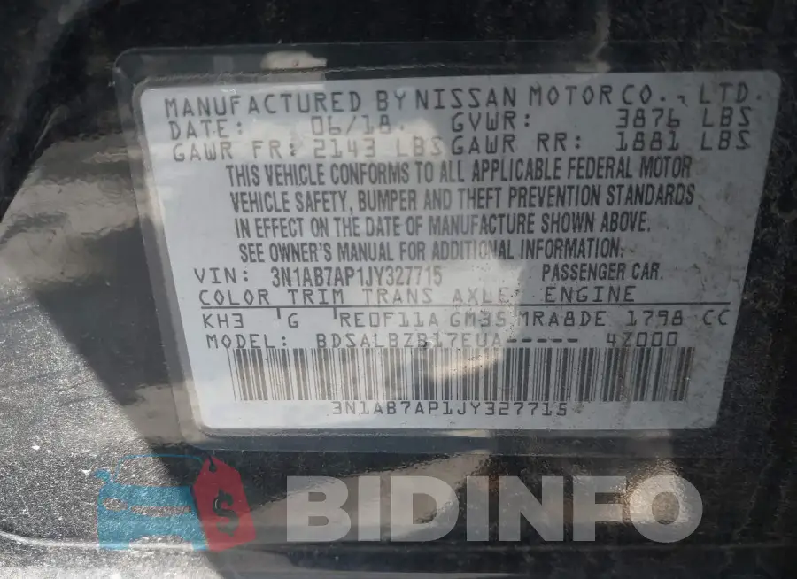 3N1AB7AP1JY327715 Photo# 9