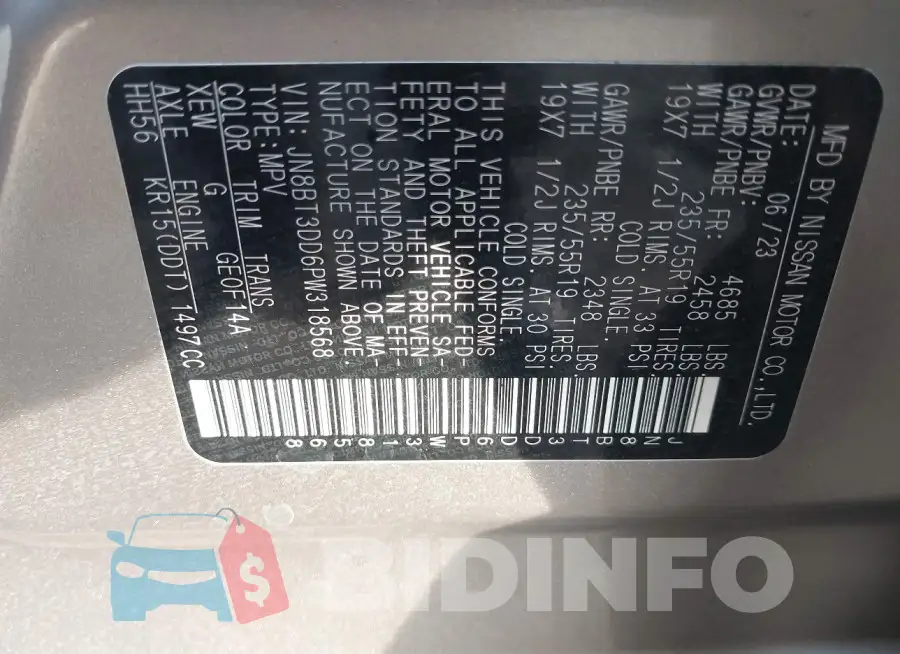 JN8BT3DD6PW318568 Photo# 9