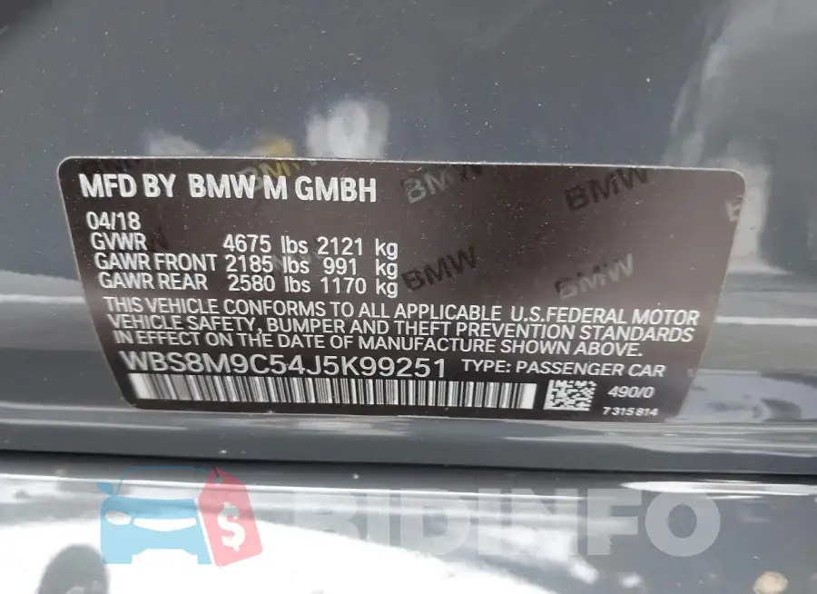 WBS8M9C54J5K99251 Photo# 9