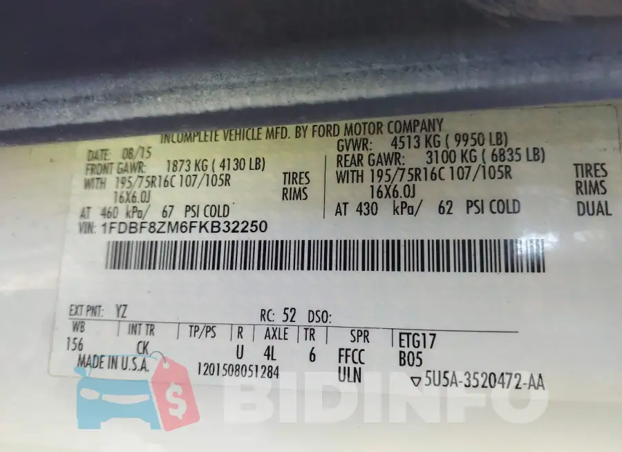 1FDBF8ZM6FKB32250 Photo# 9