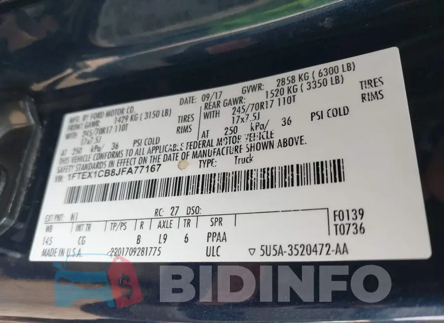 1FTEX1CB8JFA77167 Photo# 9