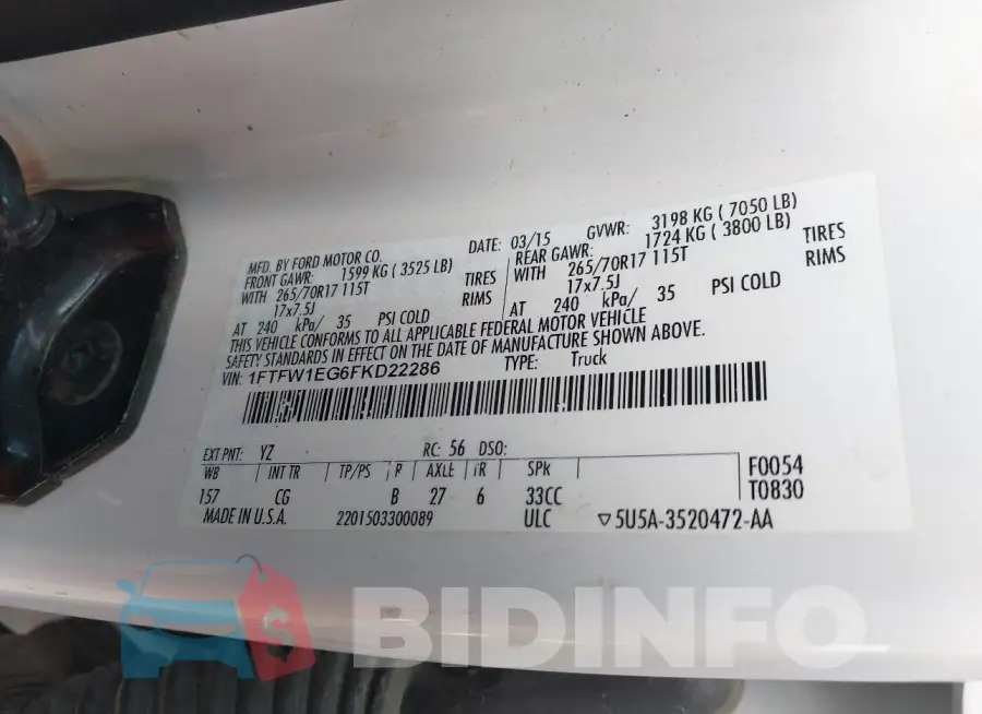 1FTFW1EG6FKD22286 Photo# 9