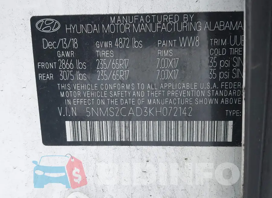 5NMS2CAD3KH072142 Photo# 9
