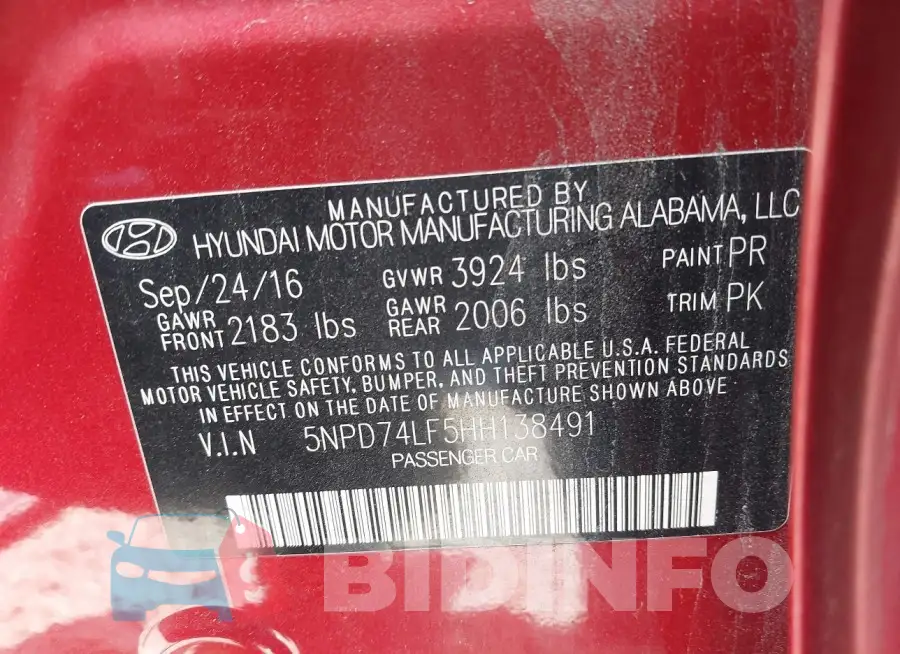 5NPD74LF5HH138491 Photo# 9
