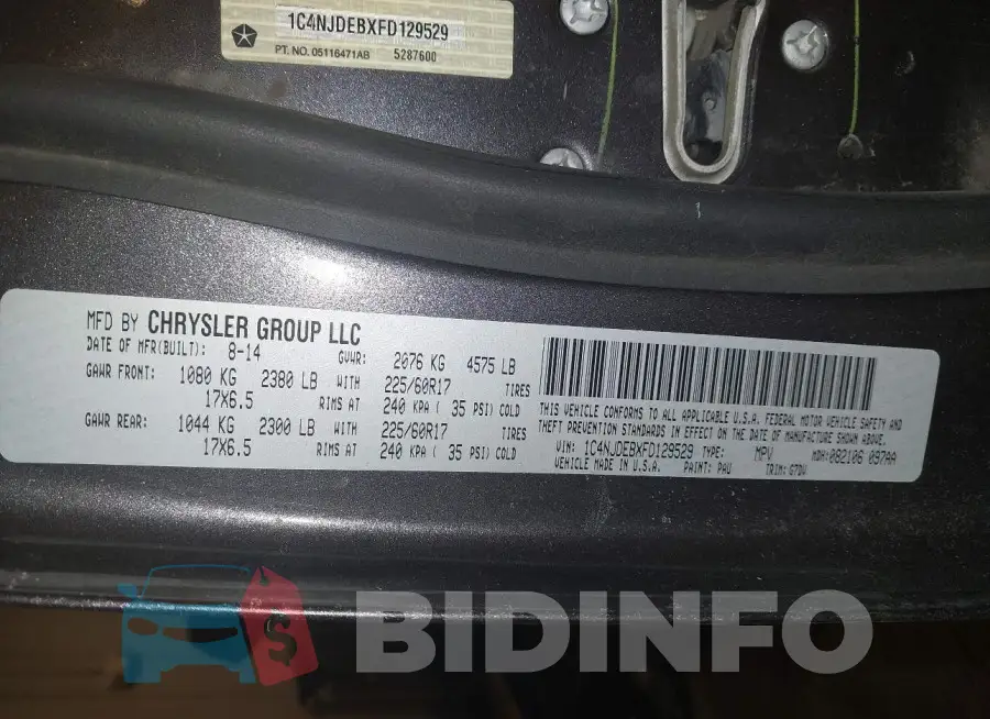 1C4NJDEBXFD129529 Photo# 9