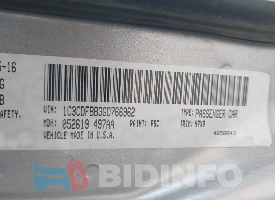 1C3CDFBB3GD766962 Photo# 9