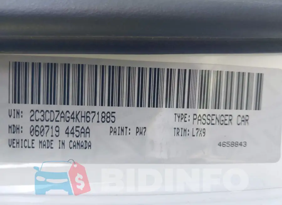 2C3CDZAG4KH671885 Photo# 9