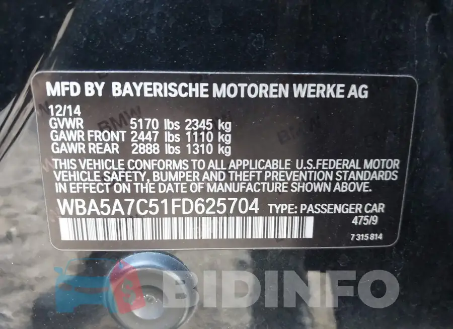 WBA5A7C51FD625704 Photo# 9