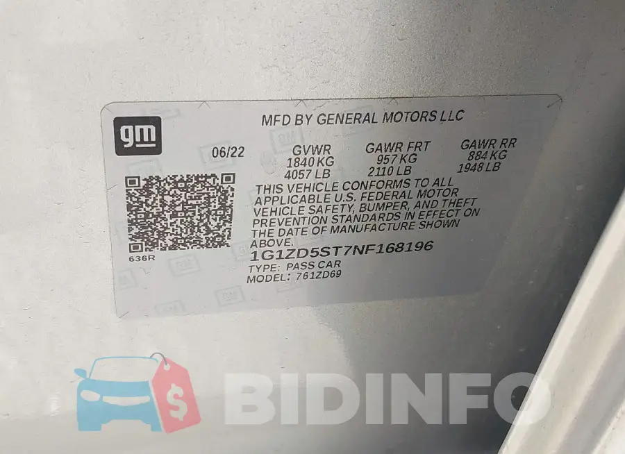 1G1ZD5ST7NF168196 Photo# 9