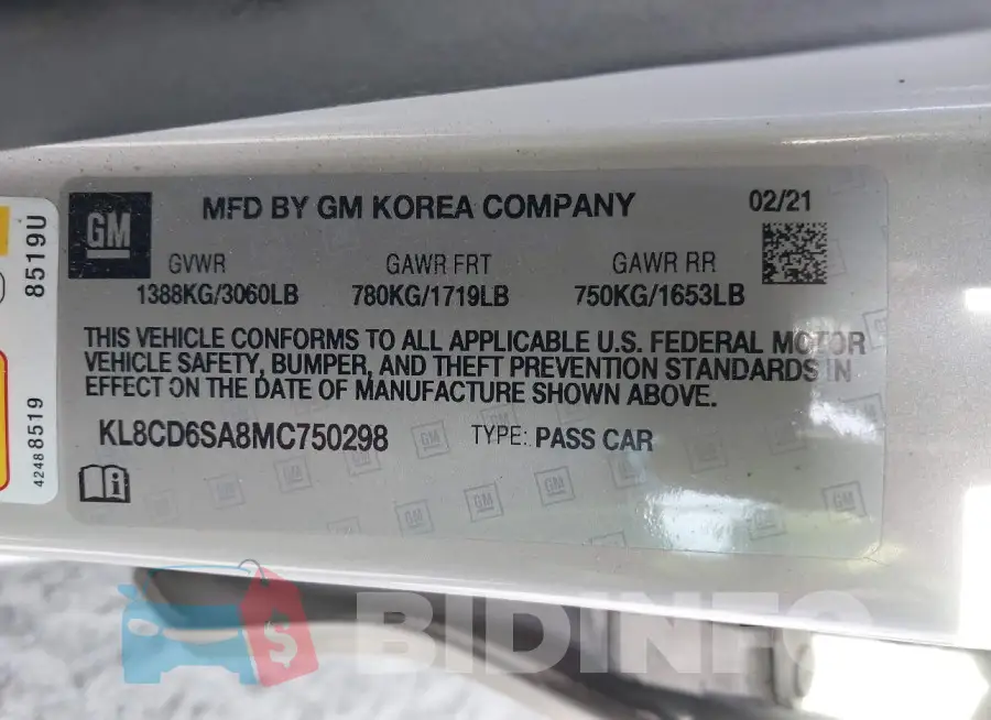 KL8CD6SA8MC750298 Photo# 9
