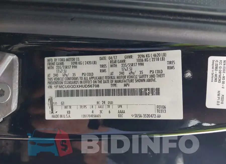 1FMCU0GDXHUD56708 Photo# 9