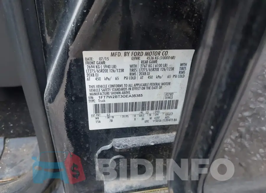 1FT7W2BT3GEA35385 Photo# 9