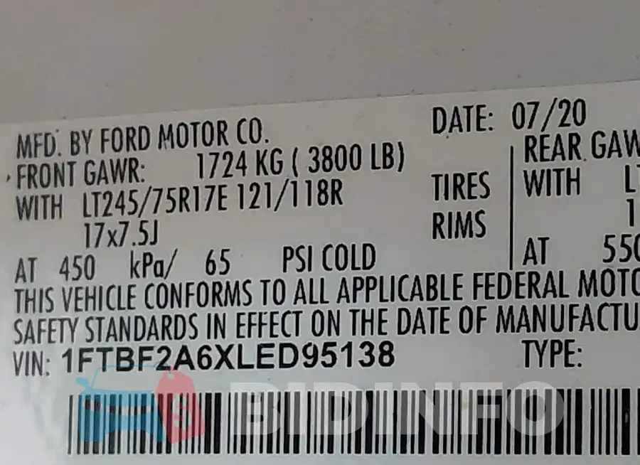 1FTBF2A6XLED95138 Photo# 9