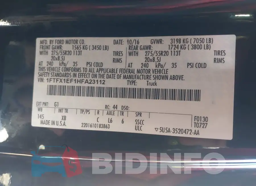 1FTFX1EF1HFA23112 Photo# 9