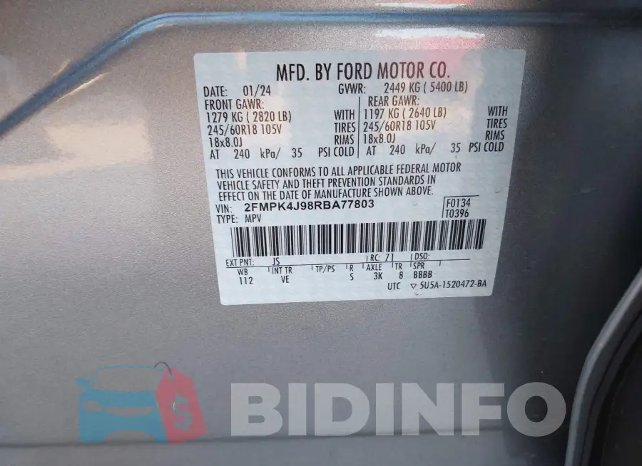 2FMPK4J98RBA77803 Photo# 9