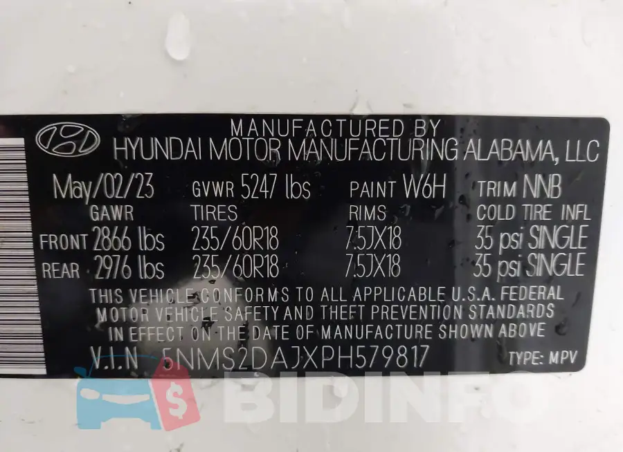 5NMS2DAJXPH579817 Photo# 9