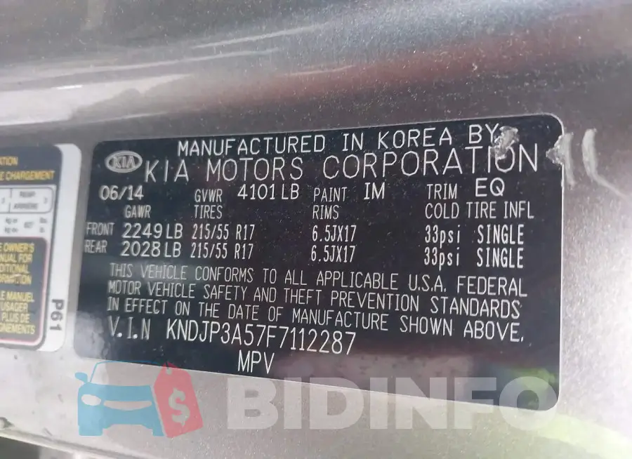 KNDJP3A57F7112287 Photo# 9